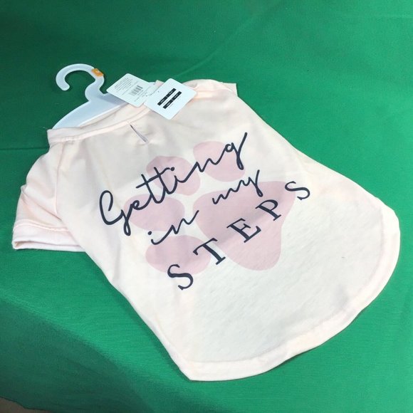 Dog Walk Exercise Pet outfit Clothes pink t-shirt getting in my steps - Picture 2 of 4
